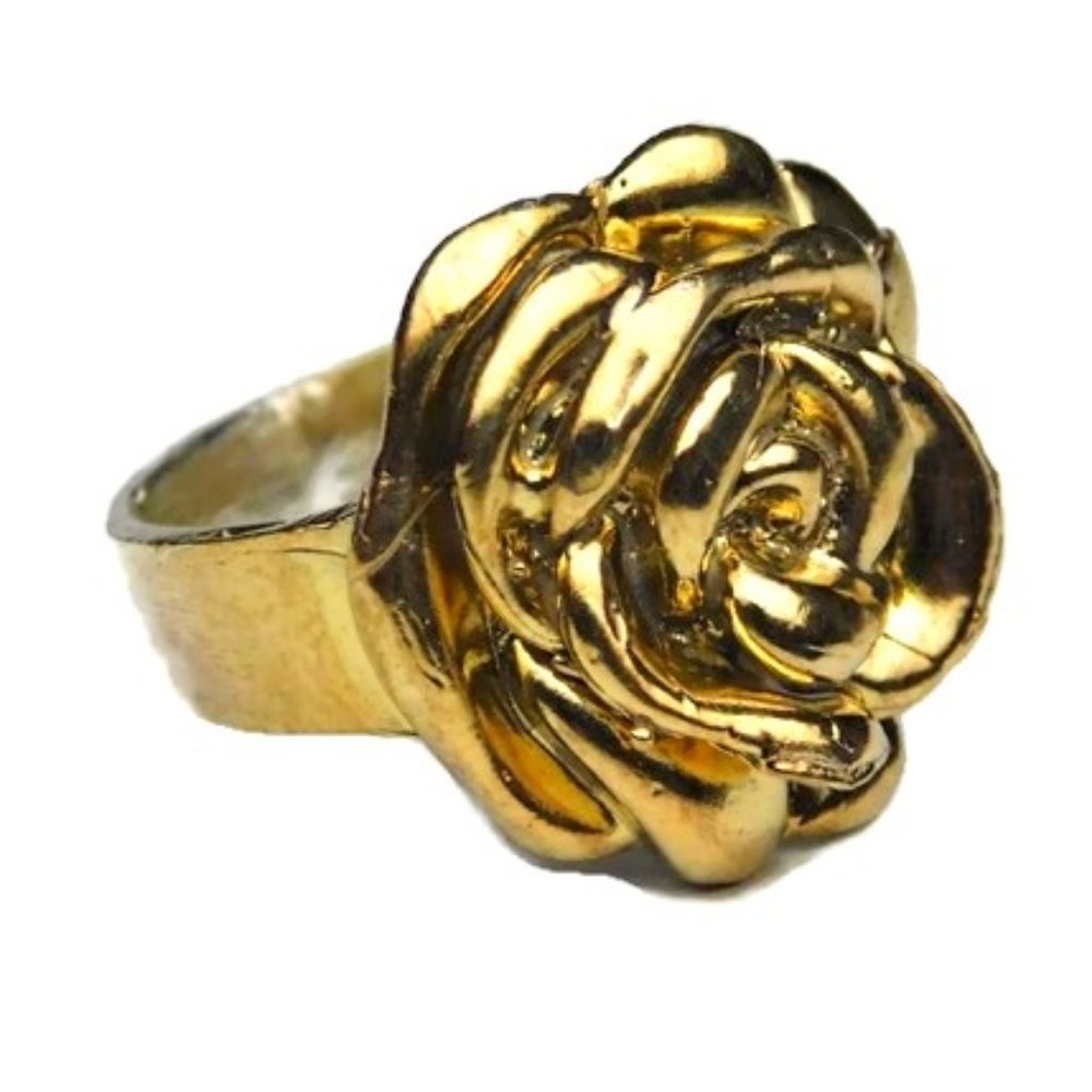 14k Solid Yellow Gold Medium Rose Ring!! - image 1
